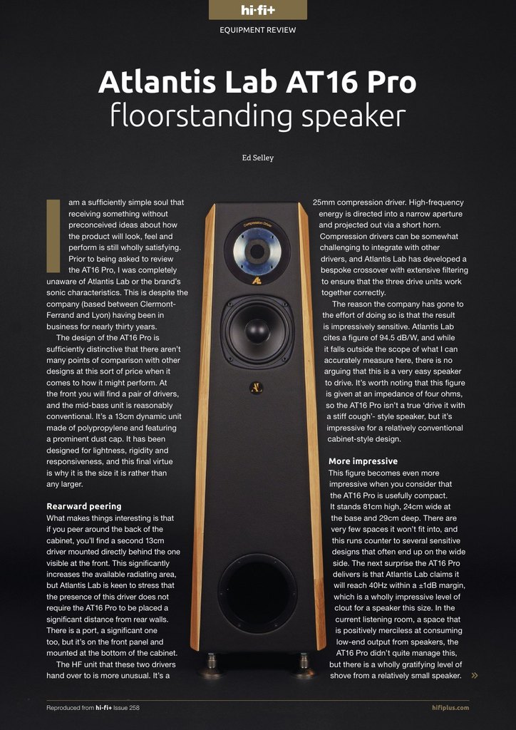 Banc d'essai hi-fi+ Issue 258 Atlantis Lab AT16 Pro